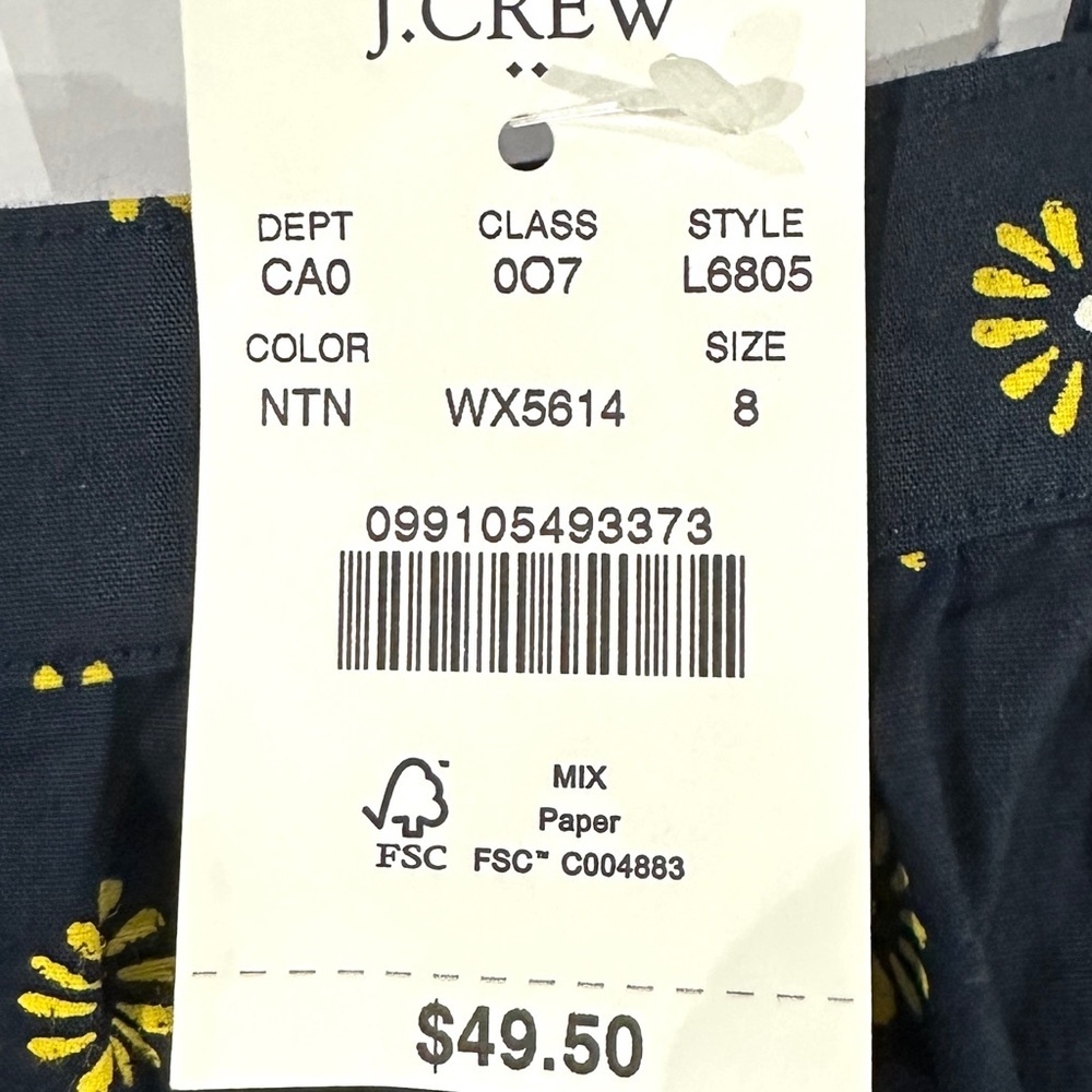 J.Crew Printed Square-Neck Top In Cotton Poplin With Pom Poms - Picture 6 of 9